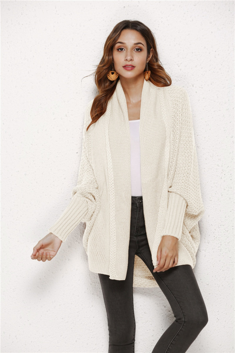 Open Front Batwing Sleeve Cardigan Casual Fashion