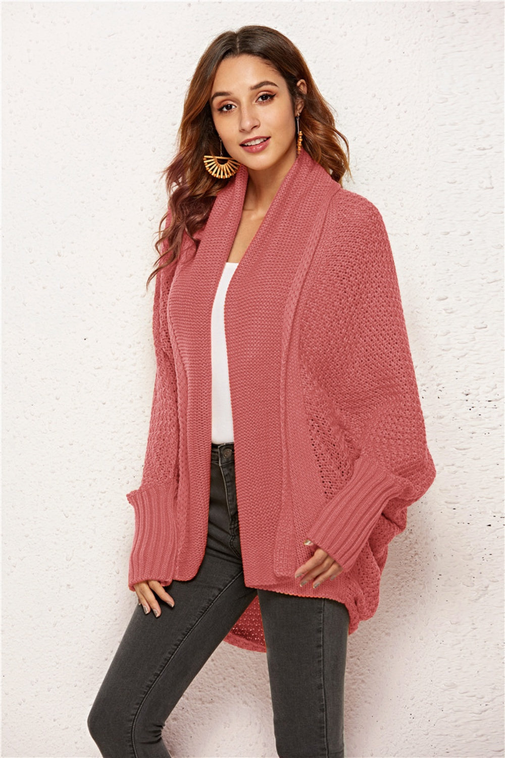 Open Front Batwing Sleeve Cardigan Casual Fashion