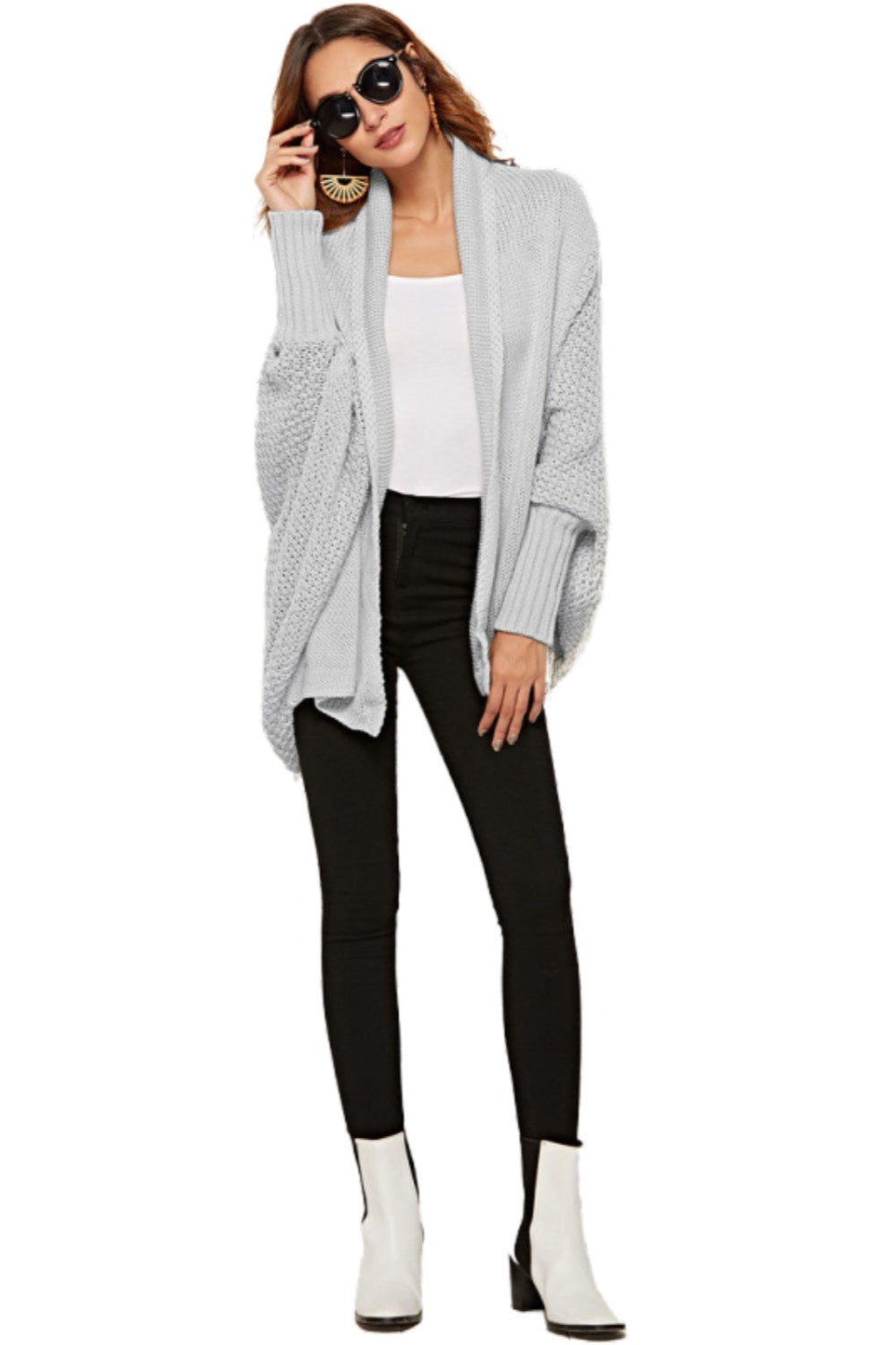 Open Front Batwing Sleeve Cardigan Casual Fashion