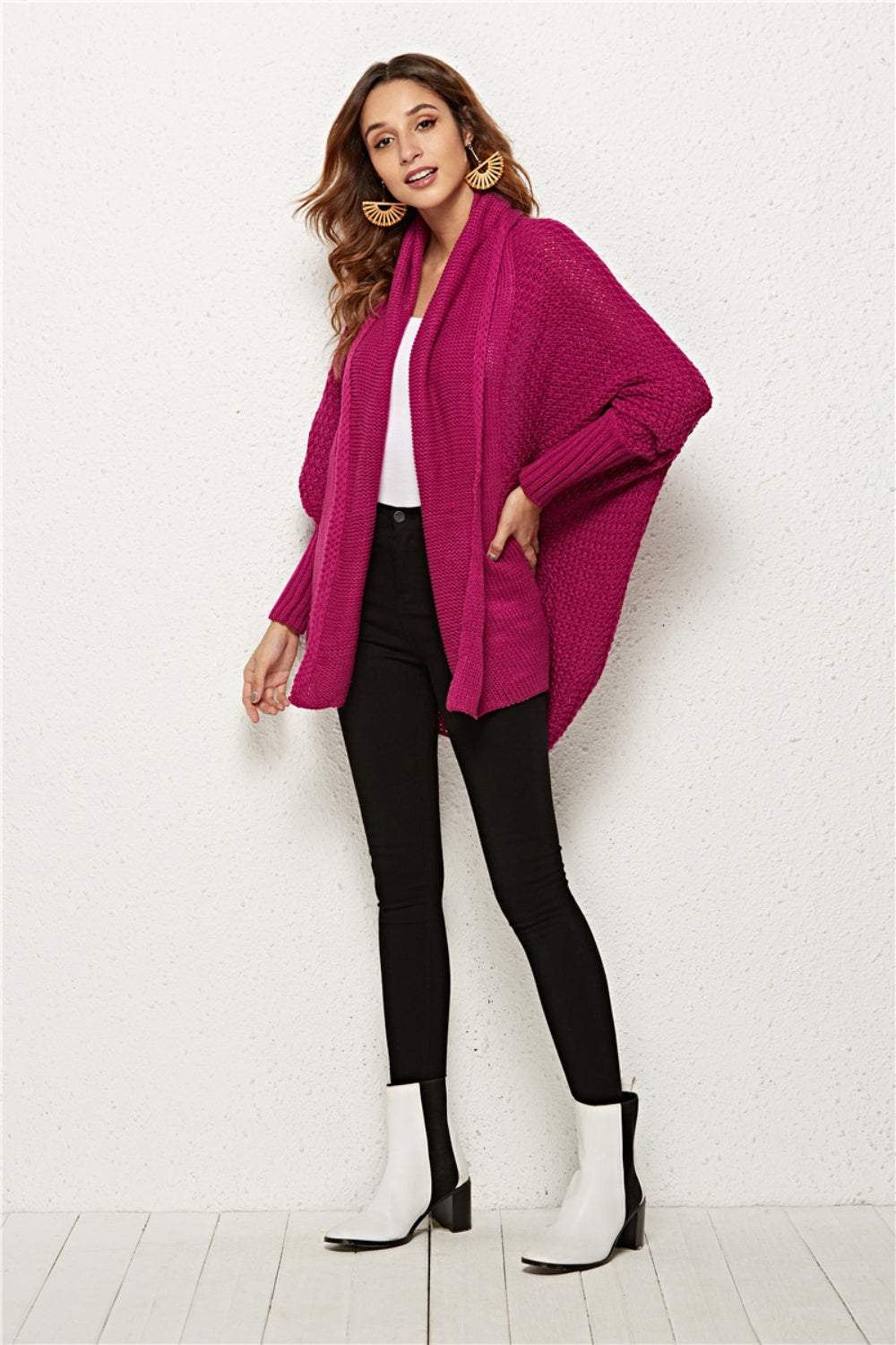 Open Front Batwing Sleeve Cardigan Casual Fashion