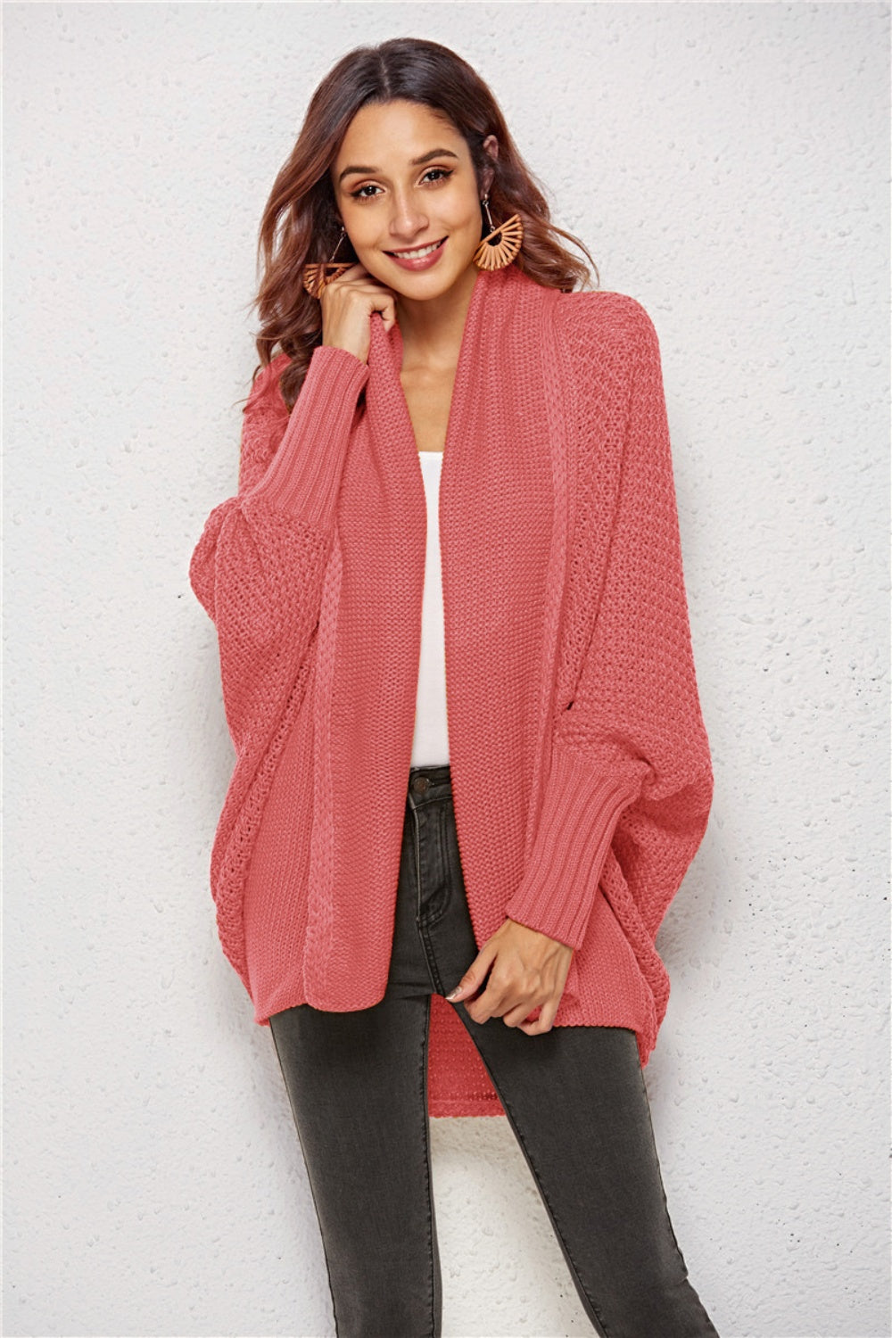 Open Front Batwing Sleeve Cardigan Casual Fashion